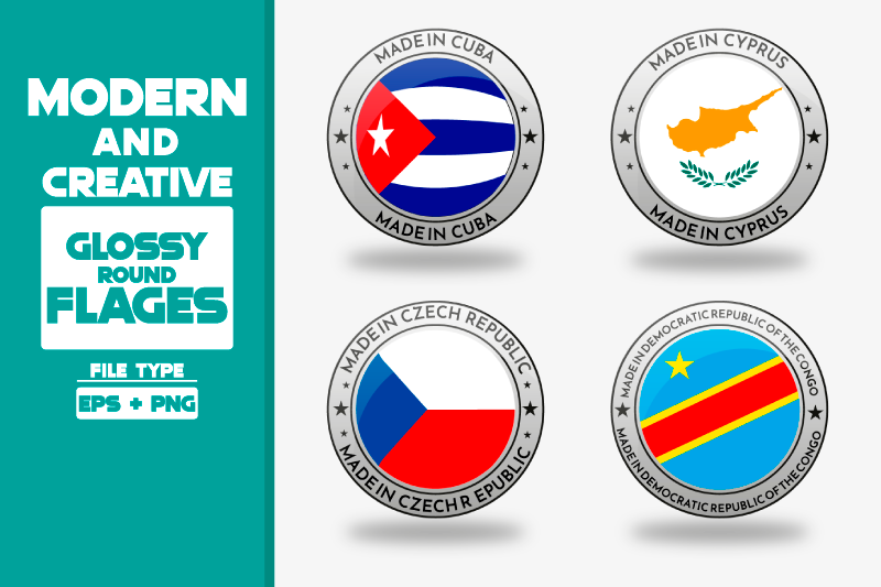 made-in-cuba-modern-and-creative-round-glossy-flag-set