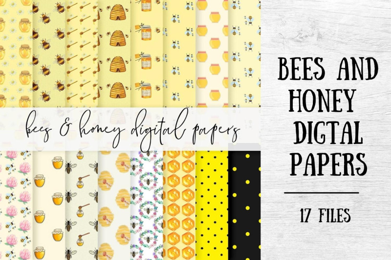 bees-and-honey-digtal-paper-honey-digital-papers