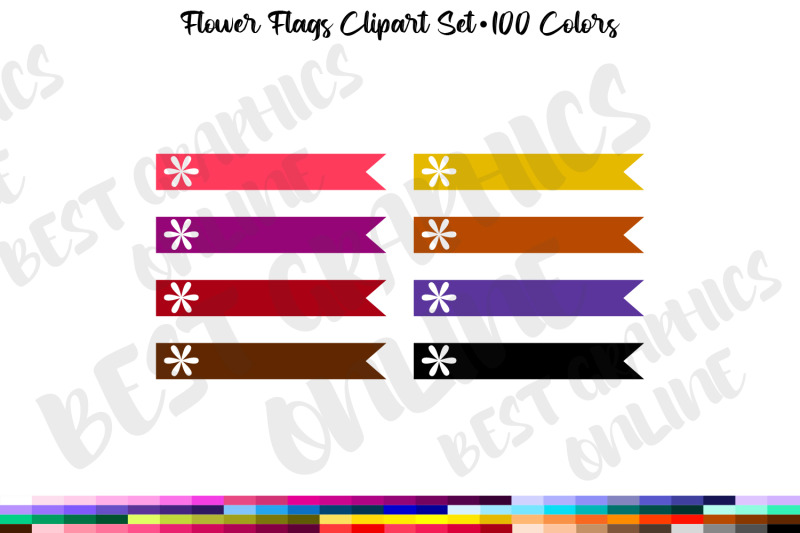 100-flower-flags-banners-clipart-set