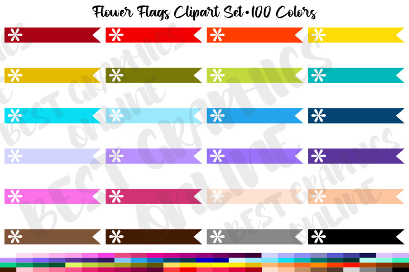 100-flower-flags-banners-clipart-set