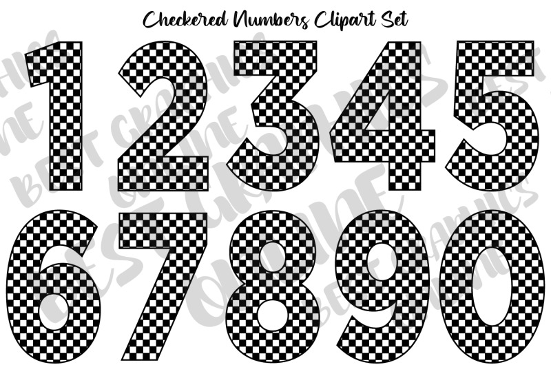 checkered-black-and-white-racing-cars-numbers-clipart