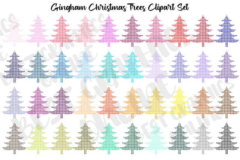 gingham-christmas-tree-clipart-set
