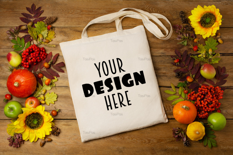 rustic-tote-bag-mockup-with-sunflowers-and-rowanberry-canvas-tote-bag