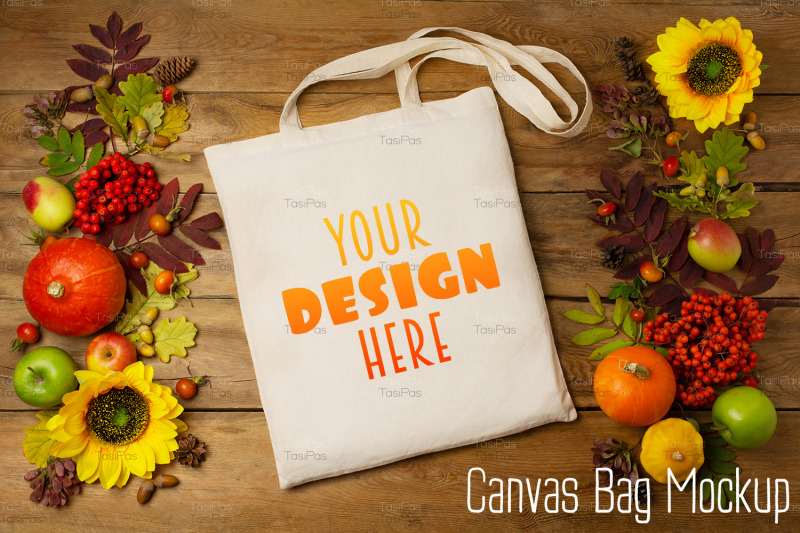 rustic-tote-bag-mockup-with-sunflowers-and-rowanberry-canvas-tote-bag