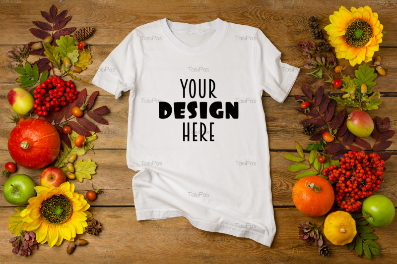 unisex-t-shirt-mockup-with-sunflowers-and-rowanberry