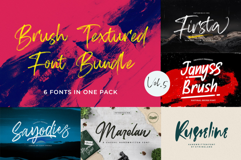 brush-textured-font-bundle-vol-5