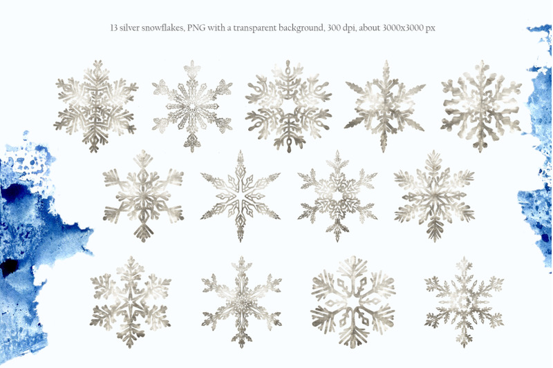 watercolor-gold-silver-snowflakes