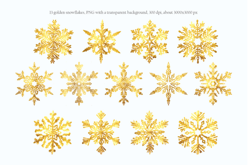 watercolor-gold-silver-snowflakes