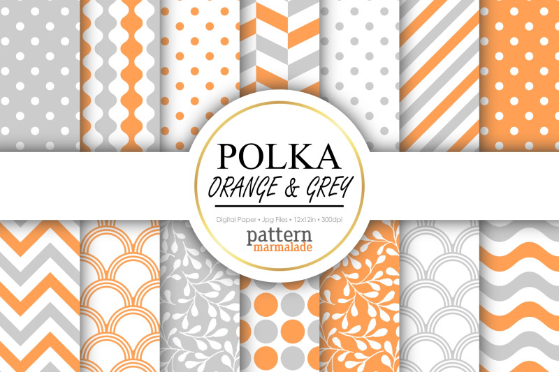 polka-orange-nbsp-and-grey-digital-paper-s0304