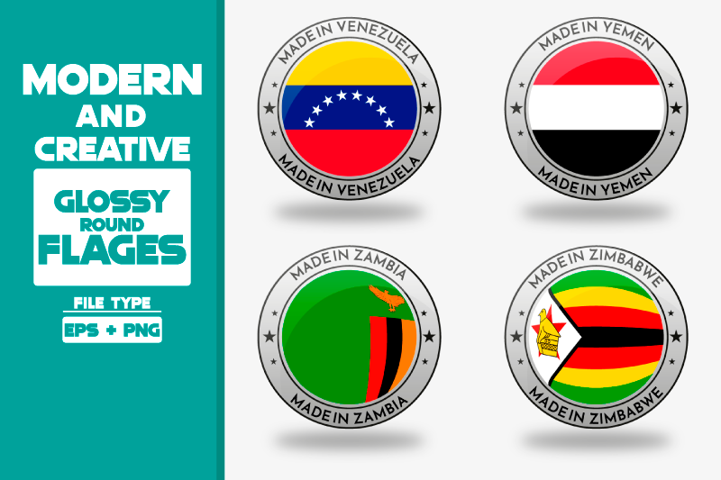 made-in-yemen-modern-and-creative-round-glossy-flag-set