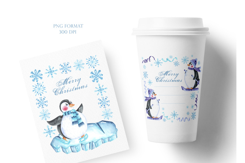 penguin-watercolor-frame-winter-new-year-christmas-deer-polar