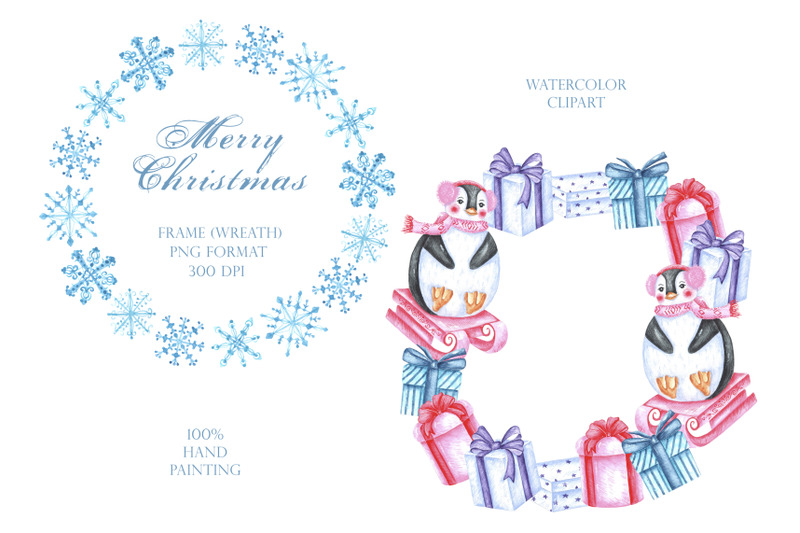 penguin-watercolor-frame-winter-new-year-christmas-deer-polar