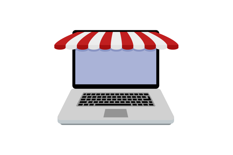 laptop-online-store-showcase-with-stripped-awning