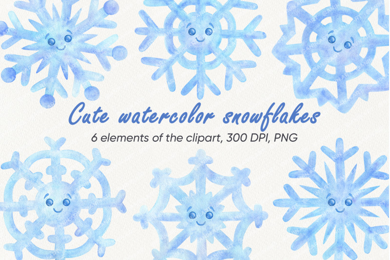 snowflake-watercolor-clipart-winter-png-illustration-christmas-and-new-year-2022-cute-blue-flake-snow-character-sublimation-design