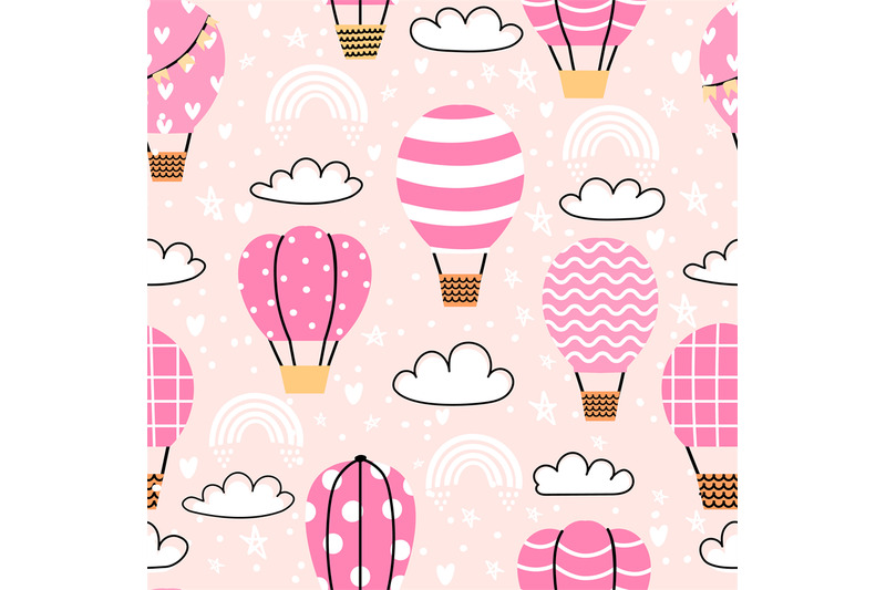 cute-seamless-pattern-with-pink-hot-air-balloons-in-sky-childish-prin