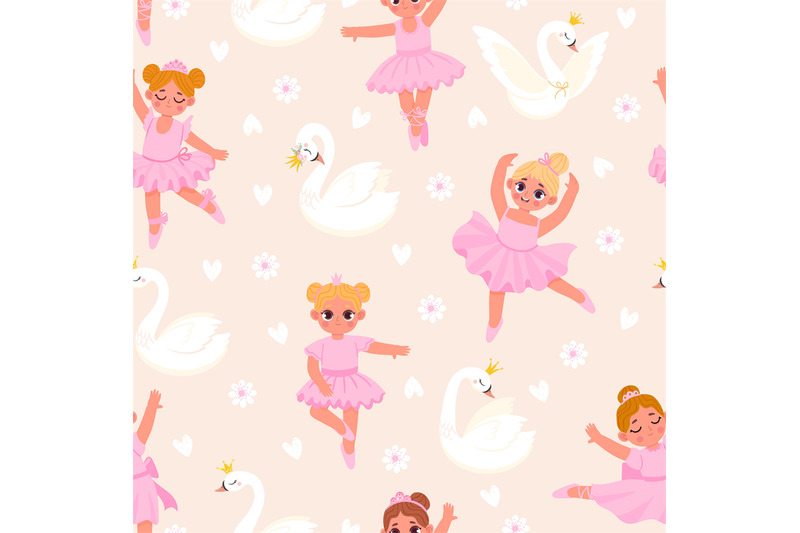 cartoon-little-ballerina-girls-and-swans-seamless-pattern-fairy-princ