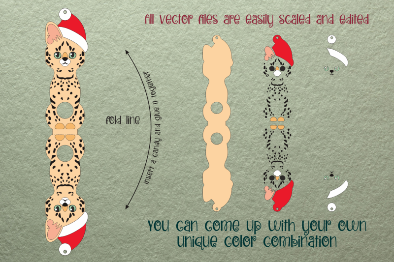 serval-cat-christmas-ornament-template-svg