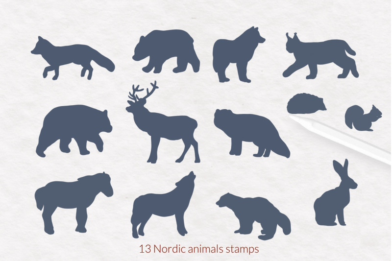 nordic-animals-and-birds-stamps-for-procreate-wild-animals-stamps