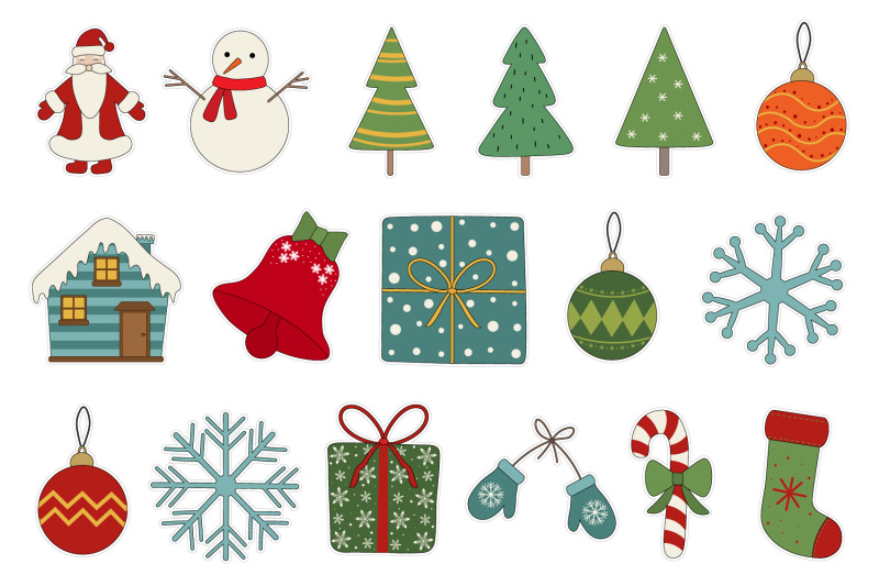 Christmas Stickers Bundle  Printable Christmas Tree Sticker