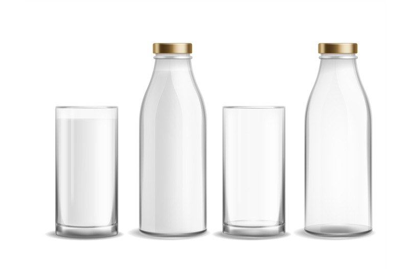 bottle-and-glass-milk-milky-realistic-bottles-glasses-empty-and-full