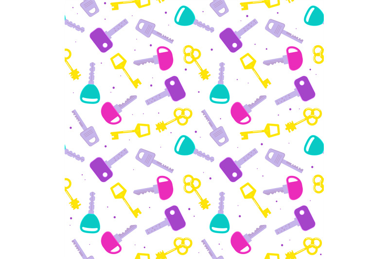 seamless-pattern-keys-cartoon-flat-colored-keys-background-decorativ