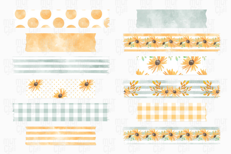 watercolor-sunflowers-washi-tapes