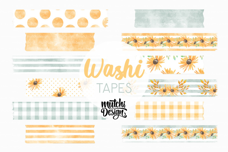 watercolor-sunflowers-washi-tapes
