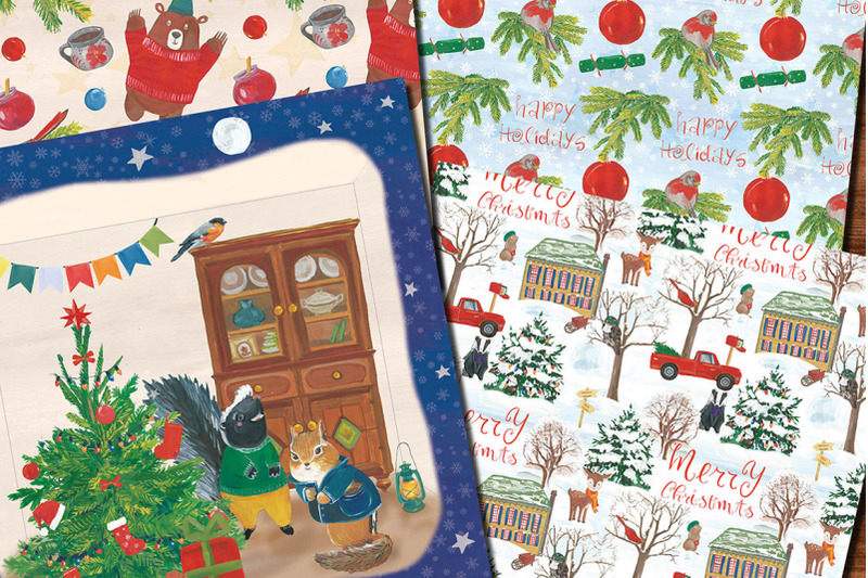 christmas-forest-seamless-patterns