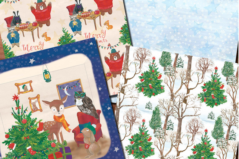 christmas-forest-seamless-patterns