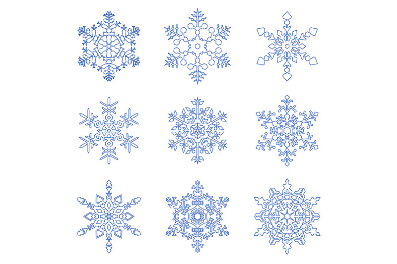 set-of-vector-geometric-snowflakes