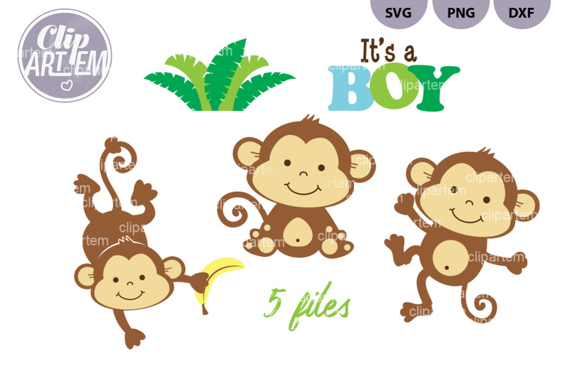 cute-baby-monkey-bundle-svg-png-clip-art-cutting-files-vector