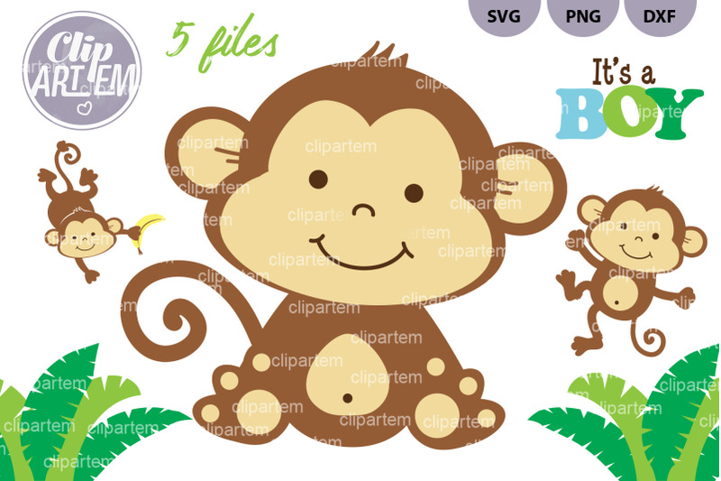 cute-baby-monkey-bundle-svg-png-clip-art-cutting-files-vector