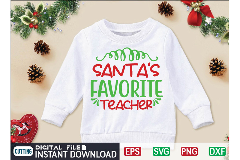 santas-favorite-teacher-svg-design