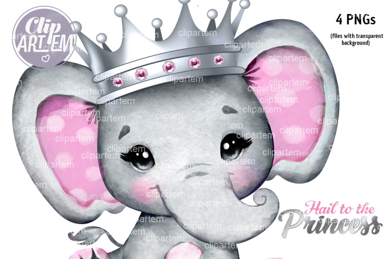 silver-pink-royal-baby-elephant-princess-with-silver-crown-4-png