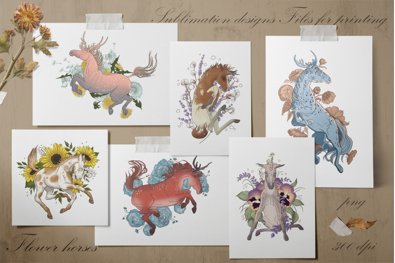 floral-unicorns-posters-png-sublimation-designs