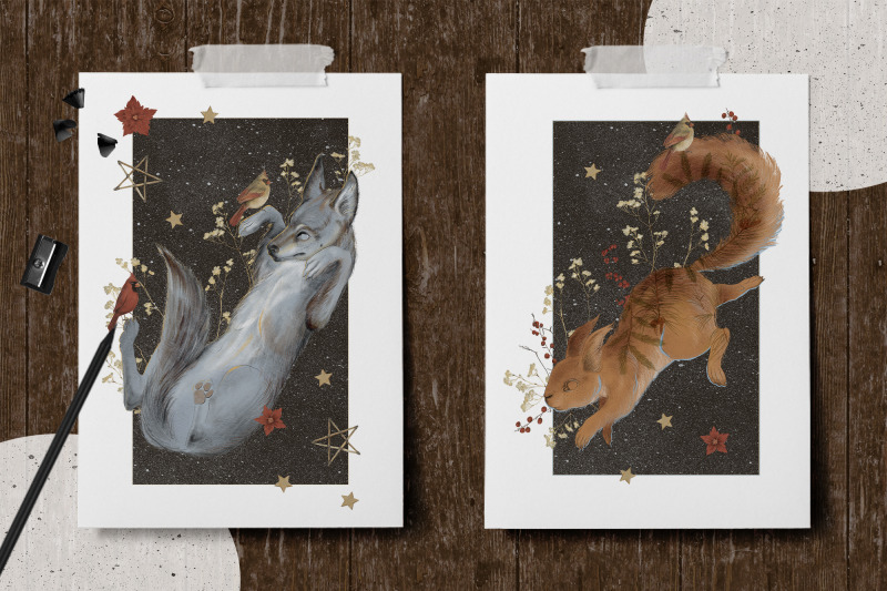 winter-animal-posters-set-png-sublimation-designs
