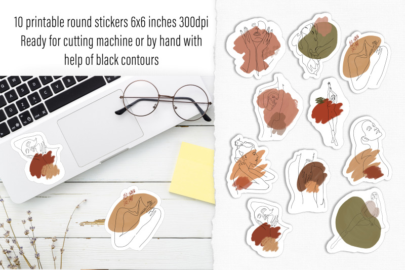 printable-sticker-pack-woman-line-art-sticker-png-for-cricut