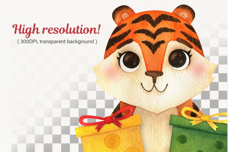 watercolor-christmas-tiger-symbol-2022-new-year-tiger-cub-clipart