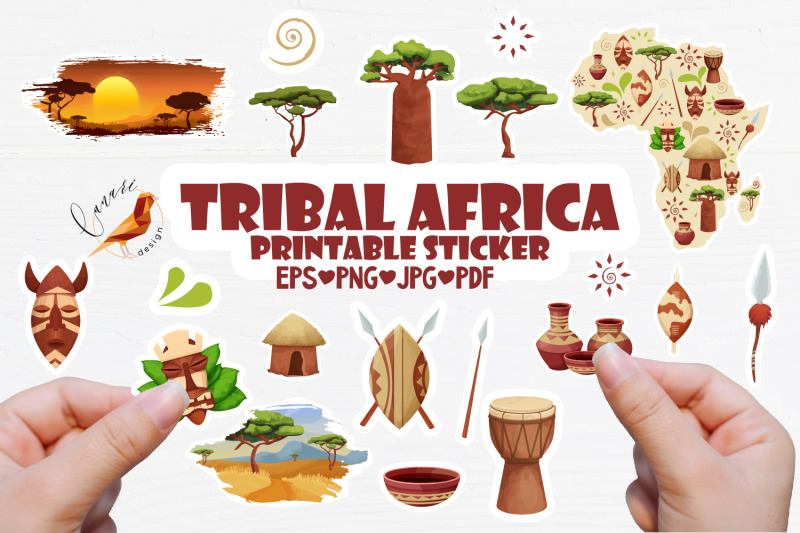 tribal-africa-printable-sticker-bundle