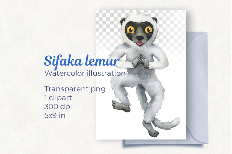 funny-lemur-sifaka-watercolor-clipart
