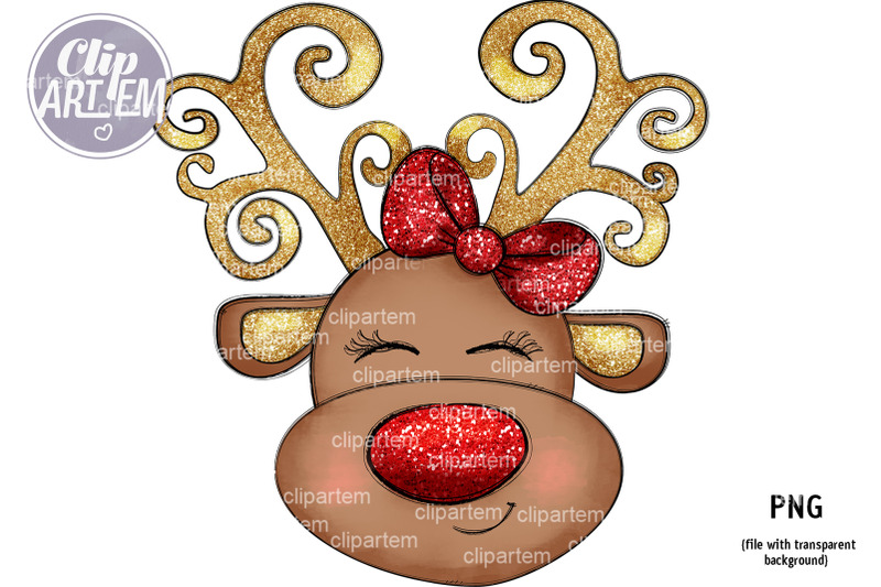 girl-reindeer-red-bow-gold-png-new-year-clip-art-doodle-fun