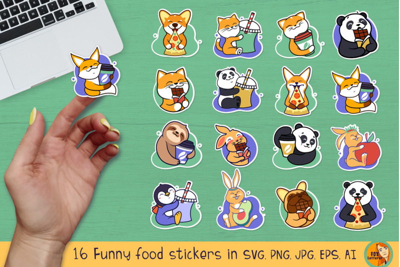 food-stickers-with-cartoon-animals-funny-set