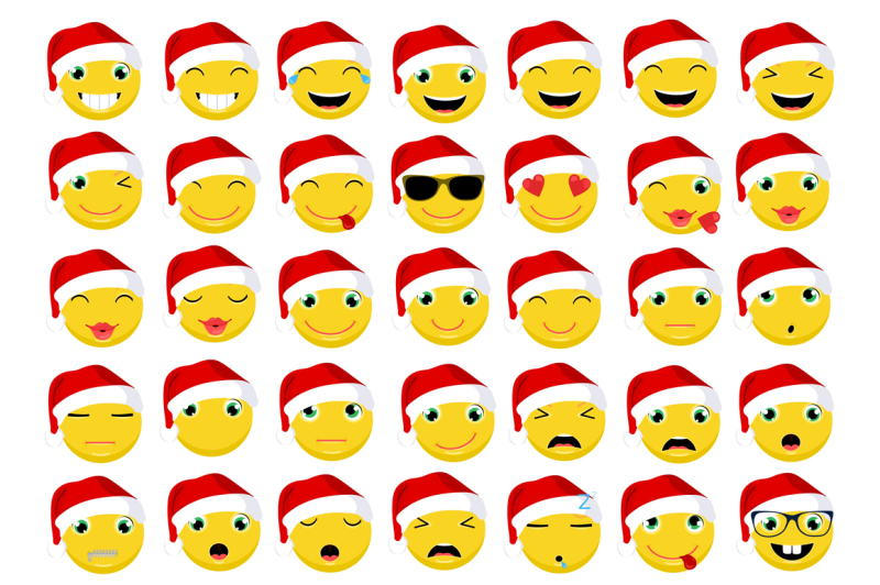 christmas-emoticons-emoji-vector-set