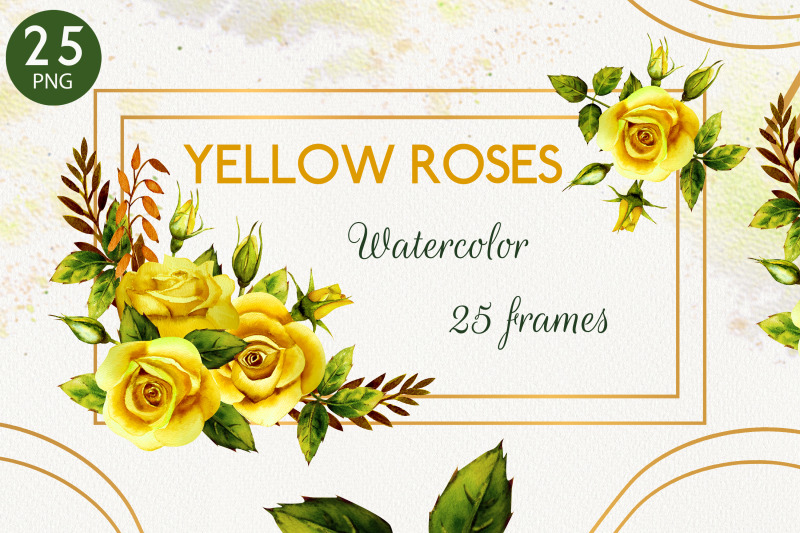 25-geometric-frames-with-watercolor-yellow-roses