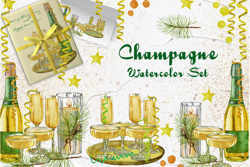 champagne-watercolor-set