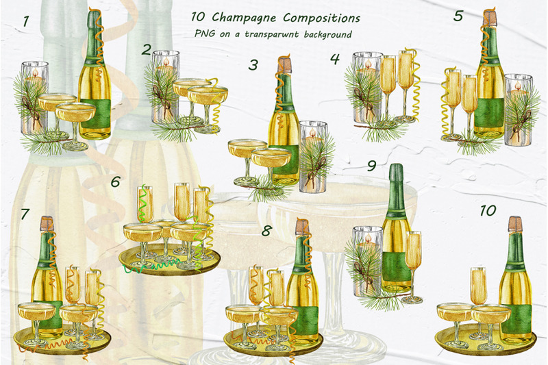 champagne-watercolor-set