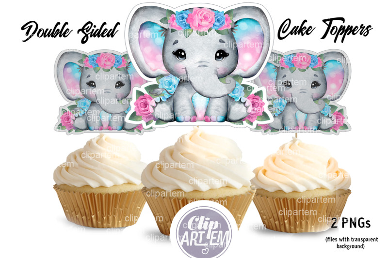 elephant-double-sided-centerpiece-cake-topper-pink-turquoise-2-png