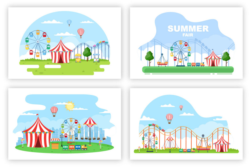 17-summer-fair-carnival-landscape-playground-illustration