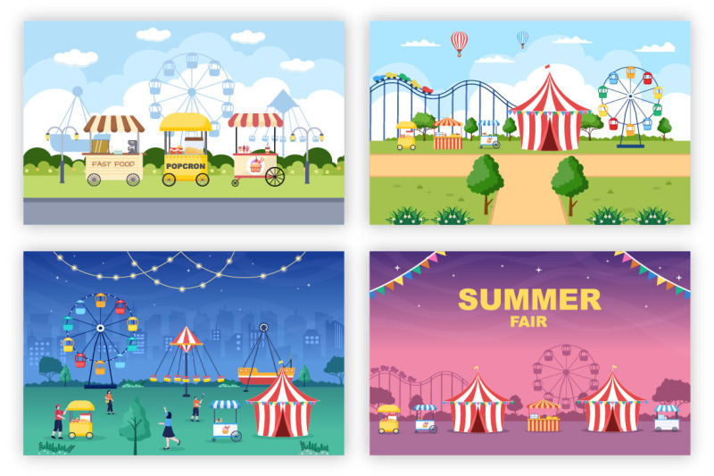 17-summer-fair-carnival-landscape-playground-illustration