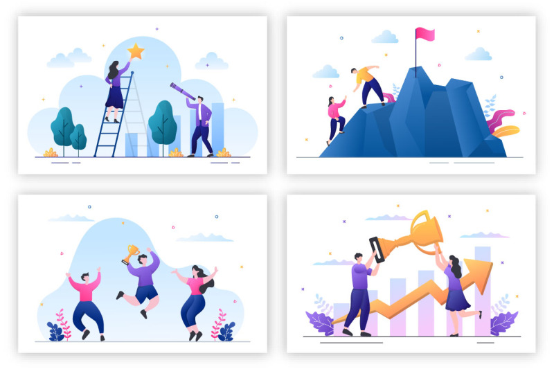 16-startup-target-of-goal-achievement-illustration